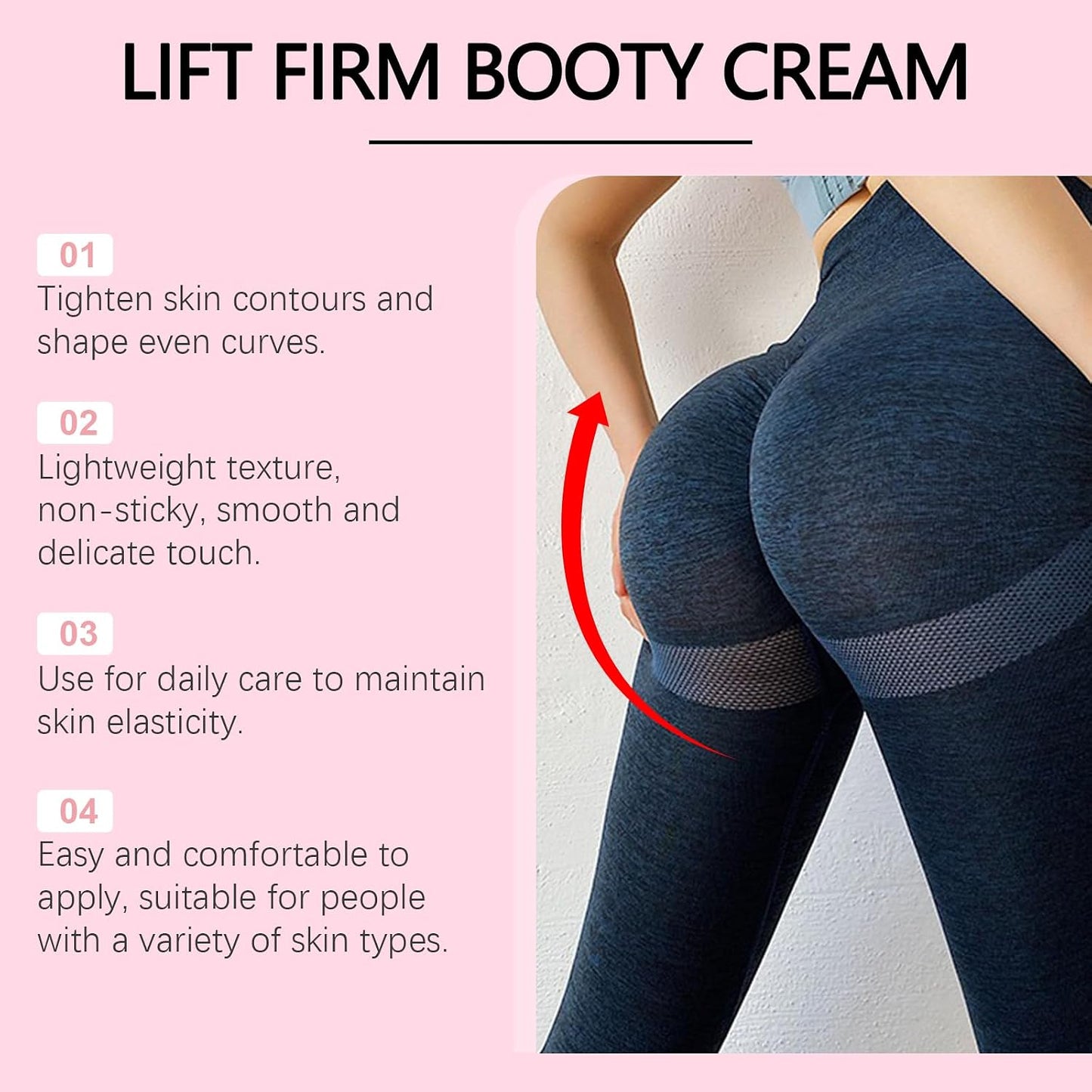Butt Tight Lift Cream, Cellulite Cream, Firm and Smooth Booty Skin, Tighten the Leg Skin, Reduce Loose and Crepey, Bum Mask for Booty, Thighs, Belly & Arms 3.38 Fl Oz