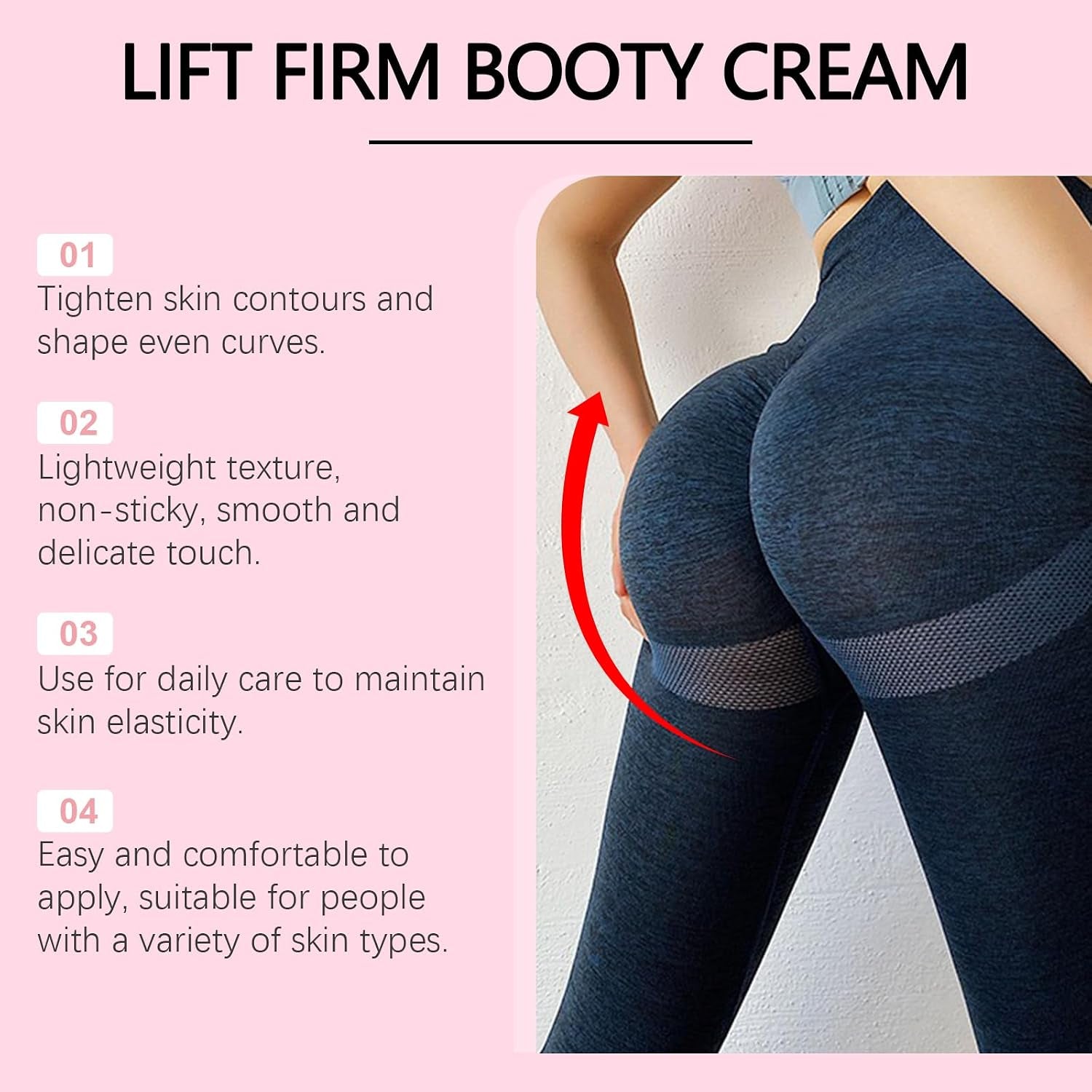 Butt Tight Lift Cream, Cellulite Cream, Firm and Smooth Booty Skin, Tighten the Leg Skin, Reduce Loose and Crepey, Bum Mask for Booty, Thighs, Belly & Arms 3.38 Fl Oz